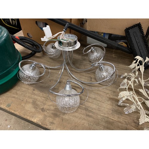 2068 - 3 glass-metal light fittings and three 12-15