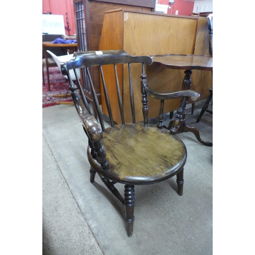 112 - A Victorian beech penny seat kitchen chair