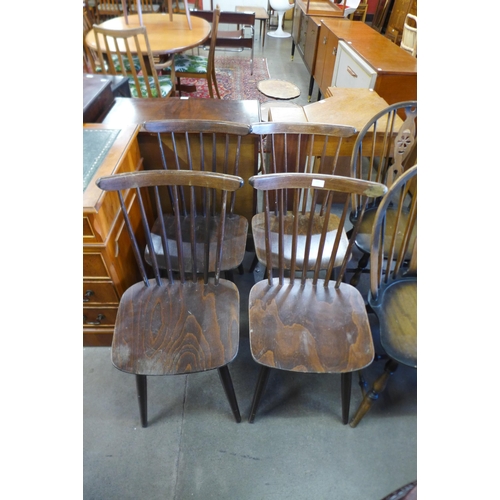 125 - A set of four beech kitchen chairs