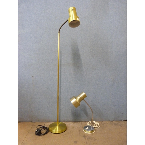 304 - A floor standing arc lamp and a table lamp