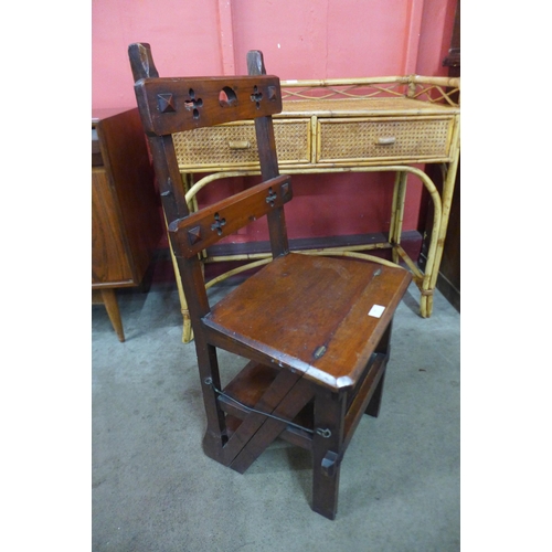 64 - A set of Victorian mahogany metamorphic library steps/chair