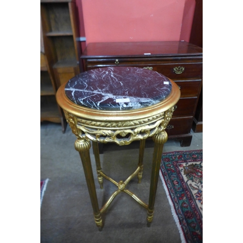 72 - A French style circular giltwood and marble topped gueridon table