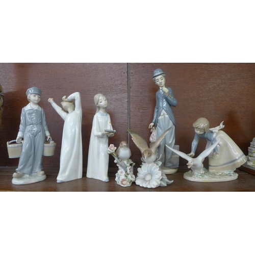 619 - Seven Lladro figures, four a/f