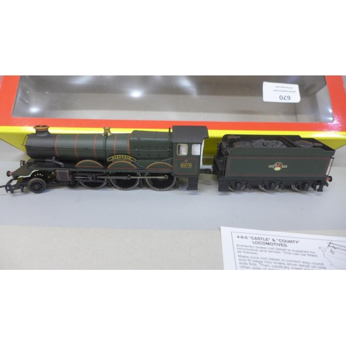 670 - A Hornby R2280 BR 4-6-0 Castle class locomotive, boxed