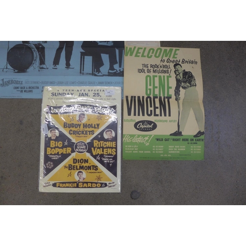 719 - A rare original Gene Vincent UK tour poster  from 1959 single releases Wild Cat and right Here On Ea... 