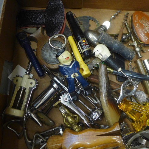 744 - Approximately fifty vintage bottle openers and corkscrews