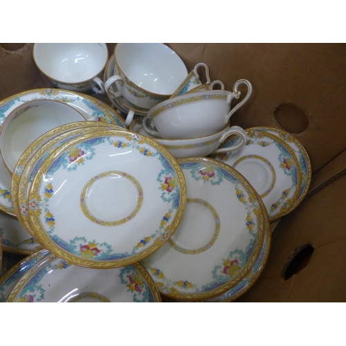 751 - Approximately fifty items of Royal Doulton The Roxbury tea and dinnerwares, teapot lid with rivet re... 