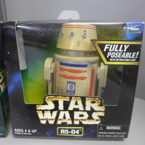 764 - Two Star Wars Power of The Jedi figures and an R5-D4 figure