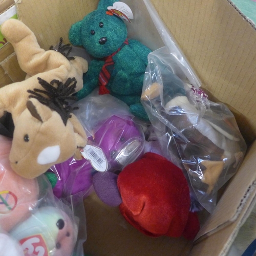 781 - A box of over 20 Ty Beanie babies, (tag errors)