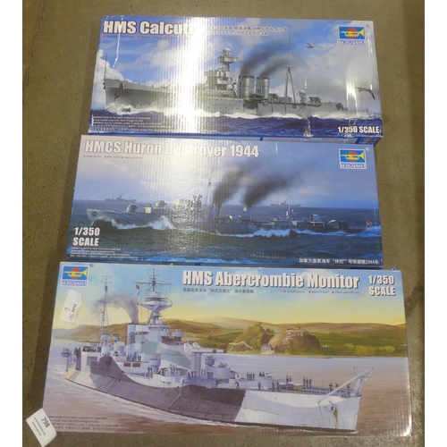 798 - Three 1:350 scale model ship kits, boxed