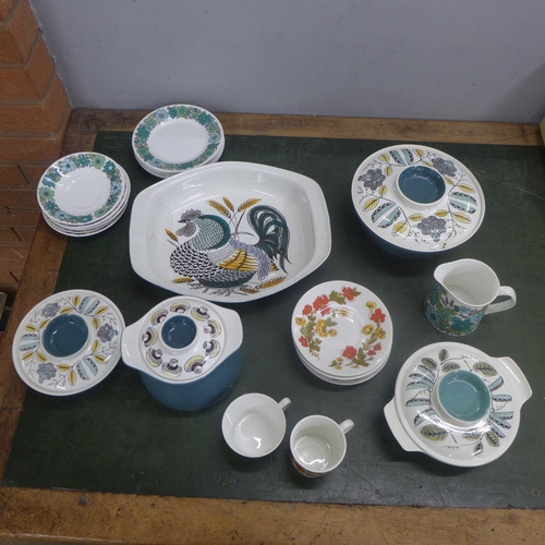 812 - A collection of Poole pottery includes three tureens, dish, etc. and Elizabethan cups and saucers **... 