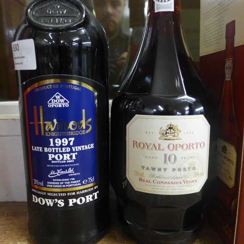 830 - A Harrods vintage 1997 Port and Royal Oporto 10 Year Old Tawny Port