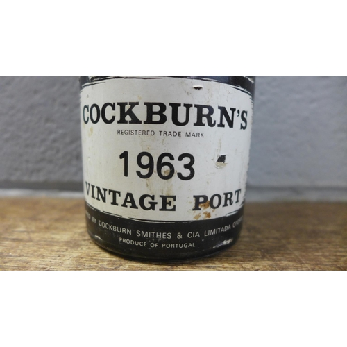 833 - A bottle of Cockburns 1963 Vintage Port