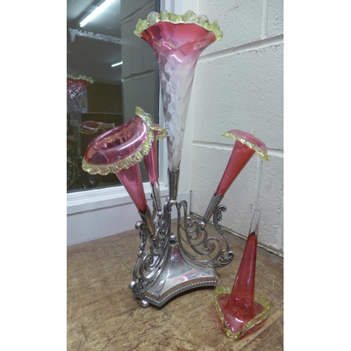 838 - An EPNS and glass epergne