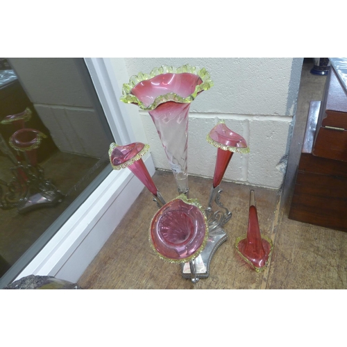 838 - An EPNS and glass epergne