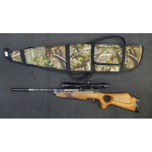 854 - A SMK TH78D 5.5mm air rifle with scope, CO2 cartridge