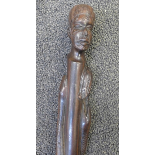 858 - A carved African walking stick