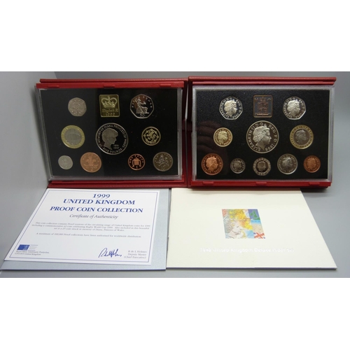 921 - Seven UK proof coin sets, 1981-1999
