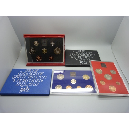 921 - Seven UK proof coin sets, 1981-1999