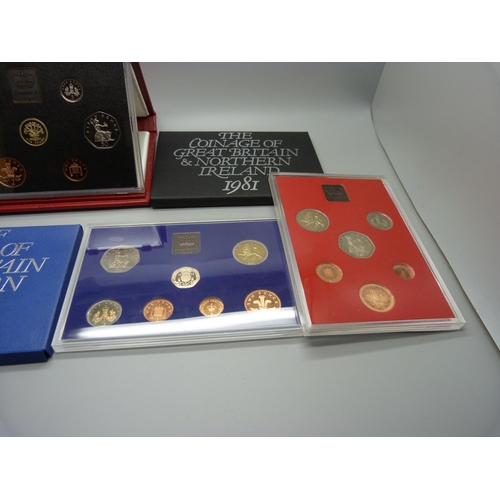 921 - Seven UK proof coin sets, 1981-1999