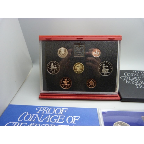 921 - Seven UK proof coin sets, 1981-1999