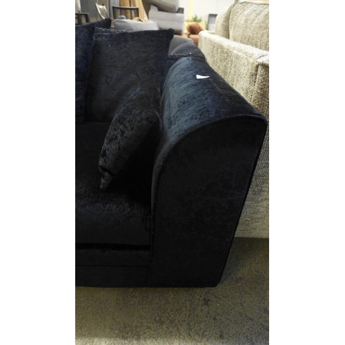 1586 - A black crushed velvet LHF corner sofa/chaise