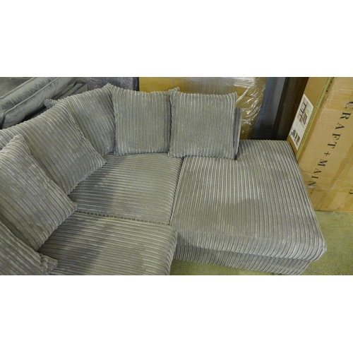 1580 - A grey jumbo cord corner sofa