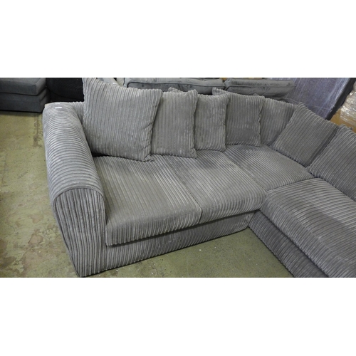 1580 - A grey jumbo cord corner sofa