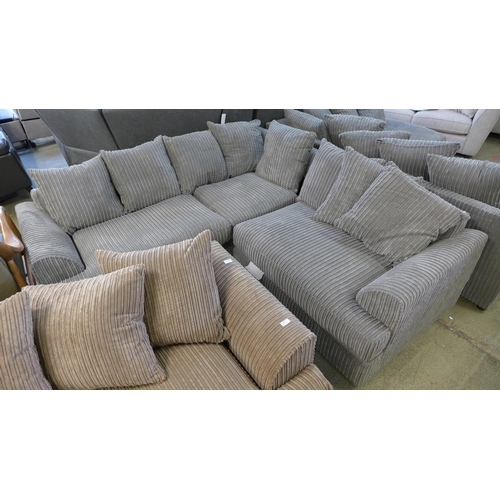 1617 - A grey jumbo cord mini corner sofa