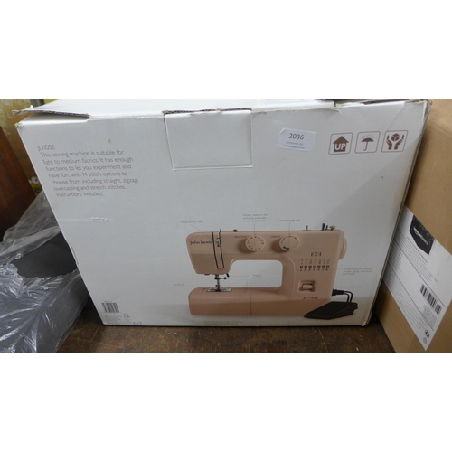 2036 - Boxed John Lewis JL110SE sewing machine