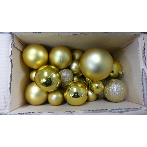 2039 - 8 boxes of approximately 36 gold and silver mixed baubles (approx 300 baubles in total) plus 3 packs... 