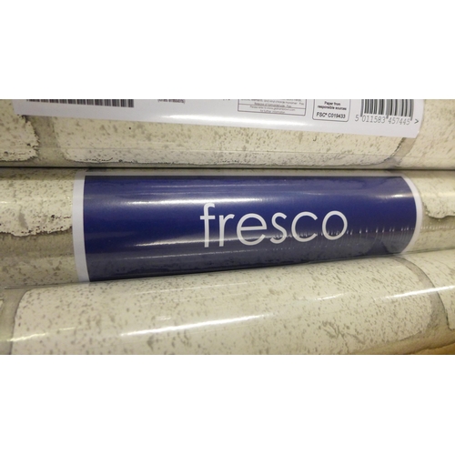 2043 - 12 Rolls of sealed 'Mica Stone' fresco wallpaper in silver-white by Graham and Brown, same batch app... 