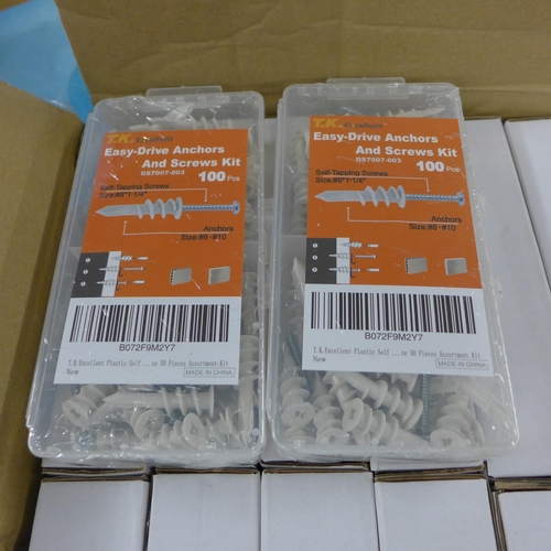 2046 - Approx 50 packs of Easy Drive anchors and screw kits RRP £8.99 per pack (100pc packs)