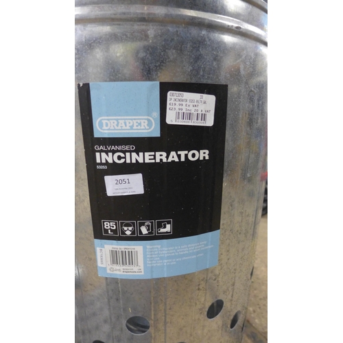 2051 - Draper galvanized incinerator bin