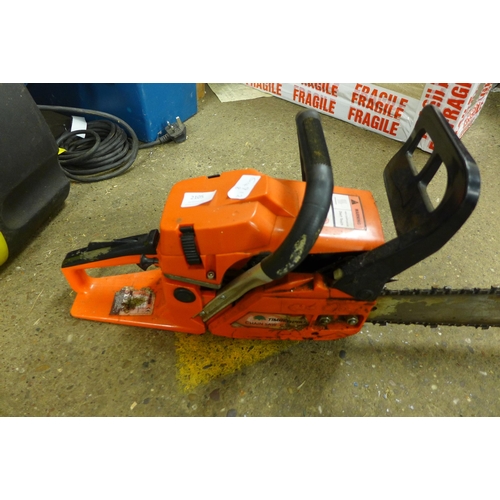 2105 - Timberpro chainsaw with spare chain and pair of Oregon Yukon US Boots