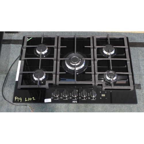 3010 - AEG 5 Burner Gas on Glass Hob (H40xW880xD510) - model no.:- HKB62210NB, original RRP £507.50 inc. VA... 