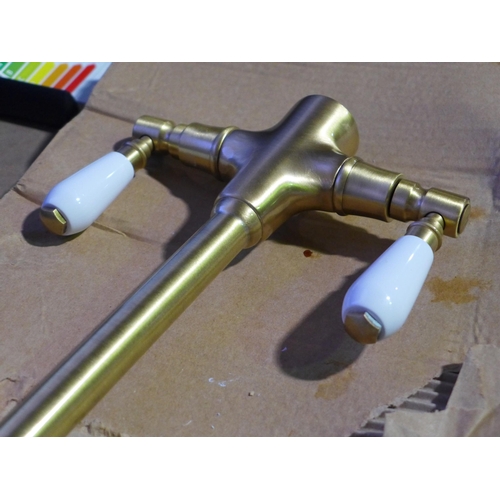 3021a - Fortuna Gold Effect Mixer Tap with White Handles - High/Low Pressure - model no.:- 64FS544ELRGWN, or... 