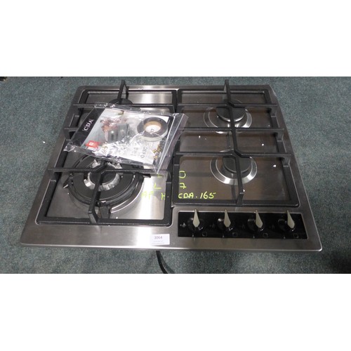 3064 - CDA Gas 4 Burner Hob (H43xW580xD500) - model no.:- HG6351SS, original RRP £208.34 inc. VAT (364-157)... 