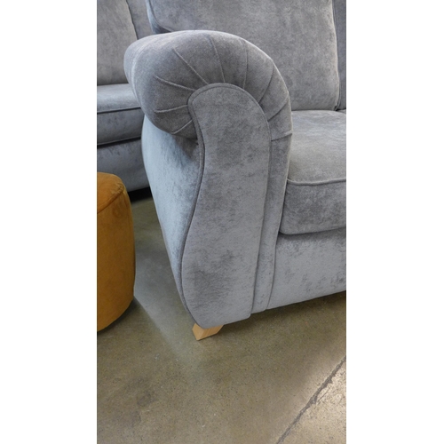 1301 - A grey velvet upholstered two and three seater sofa