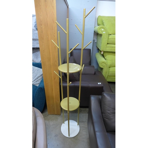 1307 - A gold effect two tier coat stand * this lot is subject to VAT