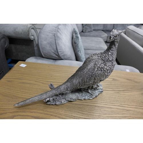 1342 - A silver effect pheasant ornament (2180818)   #