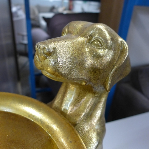 1361 - A gold dog with plate occasional table