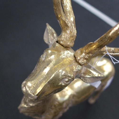 1407 - A gold stag, H 40cms (767712)   #