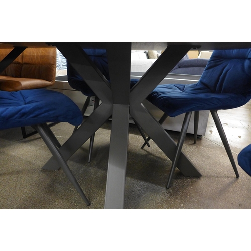 1477 - A Ridley round table and four Arana blue chairs