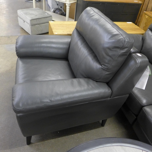 1484 - Grace Grey Leather 1 Seater Power Recliner, original RRP £574.99 + VAT (4153-20) * This lot is subje... 