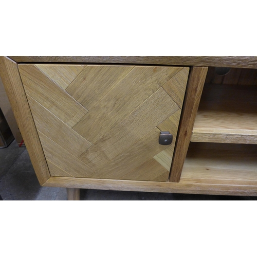 1487 - A rustic timber natural finish single door TV unit * this lot is subject to VAT