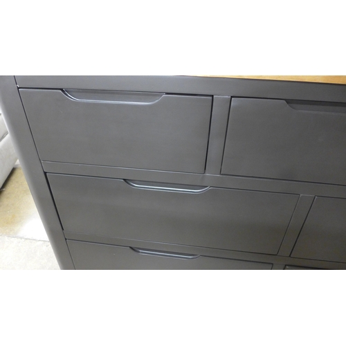 1493 - A Grove slate blue painted and oak top three over four chest of drawers * this lot is subject to VAT