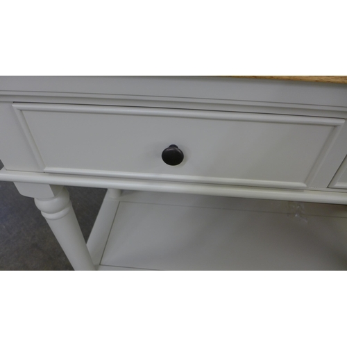 1494 - A Shay cream painted and pine top two drawer console table * this lot is subject to VAT