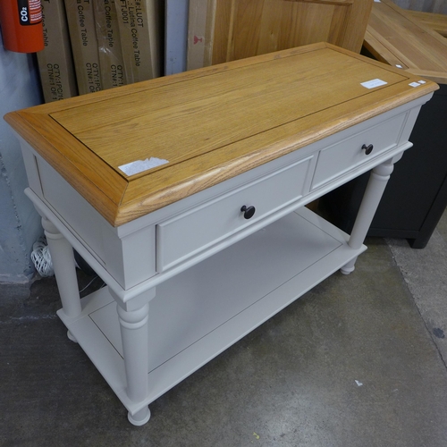 1494 - A Shay cream painted and pine top two drawer console table * this lot is subject to VAT