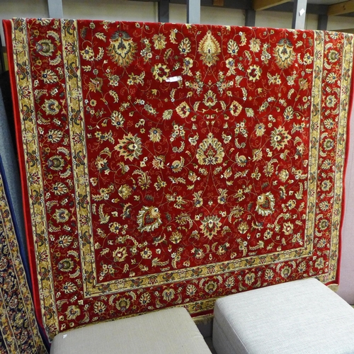 1510 - A rich red full pile Cashmere carpet with all over floral design 170 x 120